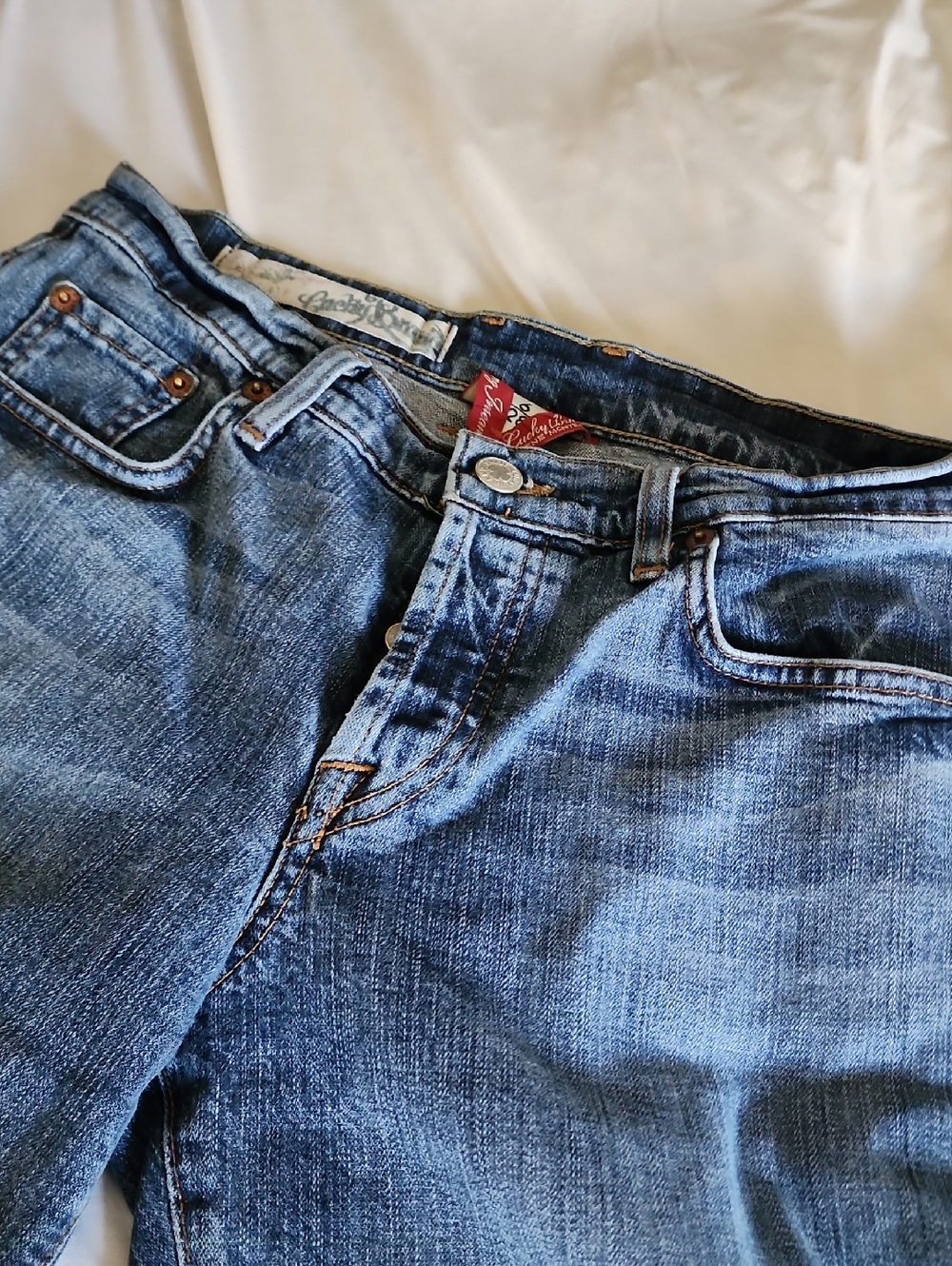 Lucky Brand Medium Blue Denim Jeans with Contrast Stitching